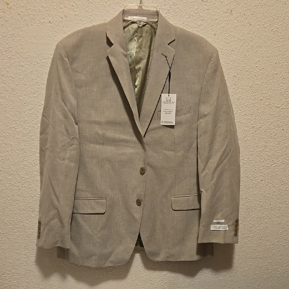 B11 Men's Beige Classic Fit Suit Coat Collection by Michael Strahan Sz 44R